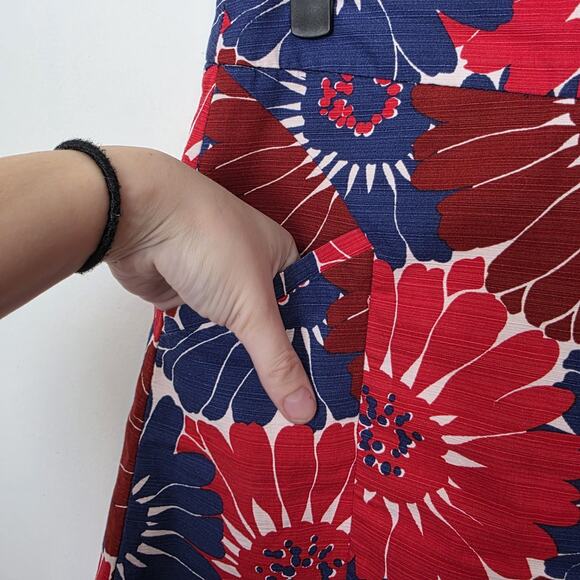 Boden Red White Blue Floral A-Line Mini Cute Twee Patriotic Mini Skirt Size 4 - Picture 5 of 7